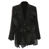 Fongt Spring New Superweight Workers Splicing Pressure Folded Fairy Suit Coat Top Female 1561