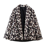 Fongt Women's ZA New Printing Fashion Loose Lamb Wool Leopard Coat