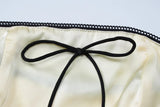 Satin Contrast Trim Bow Crop Top And Maxi Skirt Two Piece Set-Outfit