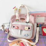 Small Cute Rabbit Backpack Female Student College Schoolbag Girls Badge Book Backpack Kawaii Ladies Fashion Shoulder