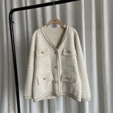 Fongt Light Luxury Sweater Cardigan Girl Knitted Cardigan Thick Soft Imitation Marina Top