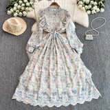 Fongt Court-Style Long Dress With Heavy Embroidered Lace Dress Elegant