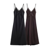 Fongt Autumn Women's Lace Embroidery Hanging Neck Repair Dress