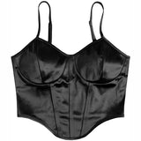 Fongt Satin Show Chest Bundle Waist Sexy Sling Show Back Vest Female Summer Small Top