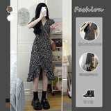 Fongt Break French Black Floral Dress Female Summer 2024 New Small Feeling Chiffon Temperament Dress-Outfit