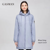 Fashion windproof warm women's jacket Long zipper down parka hooded down jacket for women autumn solid cotton coat