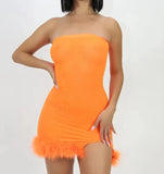 Neon Green Pink Fishnet Sexy Fluffy Flare Dress Women Party Night Out Club Wear Summer 2021 New Fitted Mini Bodycon