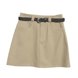 Real Shooting Kin Color High-Rise Thin Bag Hip Skirt 2025 New Hundred With Belt A Short Skirt