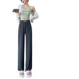 Fongt Narrow Version Of Broad-Legged Trousers Women's Summer Thin High-Waisted Vertical Sleeves Small Sunscreen Ice Silk Pants