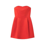 Fongt New Women's Fashion Solid Color Sleeveless Sexy Chest-Widthed Dress