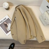 Fongt 2024 New Khaki Short Blazer Female Small Design Sense College Style Commuter Suit-Outfit