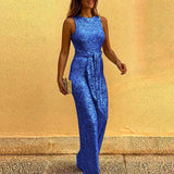 Fongt 2025 Summer Trousers Round-Neck Sleeveless Personality Sleeves Silver-Pointed Women's