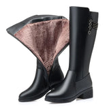 Women Long Boots 2021 New Genuine Leather Female Winter Boots Fashion Big Size 35-43 Wool Thick Snow Shoes