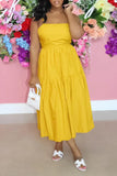 Ruffle Solid Color Maxi