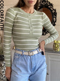 New 2022 Buttons Knitted Pullovers Striped Casual Basic Fashionable Wild Winter Spring Women Sweater Lady Tops