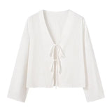 Fongt New Women's Women's Dress With Open Shirt Thin Long-Sleeved Top