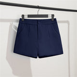 Fongt Suit Shorts Female Black Summer Thin 2024 New Loose High-Waist A-Line Casual Wide-Leg Pants-Outfit