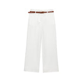 Fongt Homemade New Women's Sea Gas Belt Rolling-Legged Pants 1478/134/401
