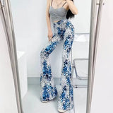 High Waist Striped Flare Pants Women Streetwear Print Tie Dye Slim Pantalones Vintage Lenggings Spodnie Aesthetic