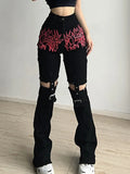 Emo Cargo Pants Techwear Hippie Baggy Jeans Mom Goth Punk Black Denim Trousers Cyber Y2k Pants Academic Dark Clothes