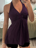 Fongt Sexy Lace Splicing Hanging Neck Bare Back A Sling Sling Vest Hottie Temperament Thin Knitting Top