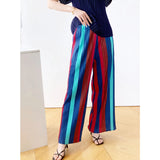 Fongt Folding 2025 Women's Folded Striped Broad Leg Trousers Unique Textured Hanging Style Straight Trousers