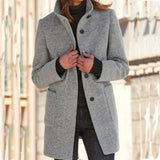 Fongt Autumn And Winter Retro Button-Collar Hair Coat Women's Clothing