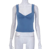 Square Collar Tank Women Slim Split Crop Tops Chic Backless Sleeveless Casual Camis Summer 2023 Y2K Double Layer-Outfit