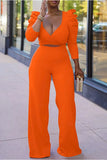 Sleeve Wrap Crop Top Pants Set 703-0-Outfit