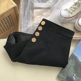 Fashion High Waist Button Casual Shorts Woman 2023 Summer New Office Lady Elegant Commute Solid All-match Wide Leg Shorts-Outfit
