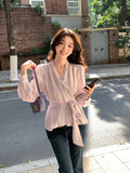 Fongt Xixi 13 Line 2025 Spring New Strap Solid Loose Shirt Long-Sleeved Top Woman 89181
