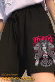 female High waist shorts Goth print 2023 shorts Harajuku Short Black High Women's pants for women Summer women's