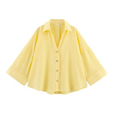 Fongt Summer Linen-Mixed Wide-Sleeved Shirt 2340712300