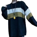 Fongt New Fashion Loose And Lazy Wind Contrast Color Stripe Soft Waxy Round Collar Fur Autumn Temperament Retro Casual Jacket-Outfit