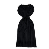 Fongt Summer French Retro Temperament Polo Collar Loose Belt A-Word Knitted Dress Casual Dress