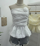 Fongt Bud Ponp-Upple Sling Vest With Three-Dimensional Flowers Shoulder-To-Heart Thai Top 9205
