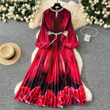 Fongt Collar Nail Bead Lantern Sleeve Pearl Belt To Collect Long-Term Printed Pressure Skirt