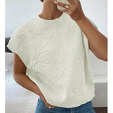 Fongt Loose Women's Sweater Solid Color Knitted Embroidered Sleeveless Vest Vest Topess