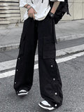 Buttoned Pocket Patch Cargo Pants-Outfit
