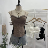 Fongt Shooting French Gold Wind Hanging Shoulder Waistcoat Woman Design Feel Sleeveless Bud Top Loose Shirt 1170