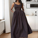 Fongt 2024 Women's Wear Elegant Back Sen Sexy V Neck High Waist Fashion Slip