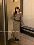 Fongt Xixi 2025 Winter French Temperament Clear Thin High-Waist Wool Hairy Skirt With Hip Fishtail Skirt 85325