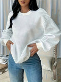 Fongt Wish Autumn And Winter Burst Round Neck Solid Color Fashion Long-Sleeved Lady's Clothing