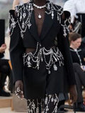 Fongt Catwalk Jacket In The Autumn Of 2025 New Fashion High-End Studded Coat With Bare Back And Bare Waist Suit Woman