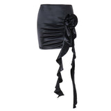 Fongt Ins Hot Style Fashion French Temperament Rose Decoration Pure Desire To Slim Half Body Short Skirt