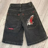 Hip-Hop Street Clothing Y2K Boxing Gloves Graphic Denim Gym Baggy Jeans Shorts-Outfit