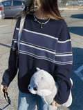 Patchwork Striped Knit Sweater-Outfit
