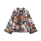 Fongt New Autumn And Winter Printing Imitation Cashmeal Cotton Clothes Comfortable Leisure Horn Sleeve Loose Women's Cotton Clothes