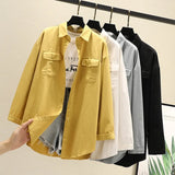 Blouses Shirts Tunic Womens Tops And Blouses 2020 Womenswear Long Sleeve Clothing Button Up Down White Double Pockets