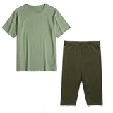 2021 Summer Cotton Sets Women Loose Two Pieces Short Sleeve T Shirts and Tight Shorts Solid Outfits